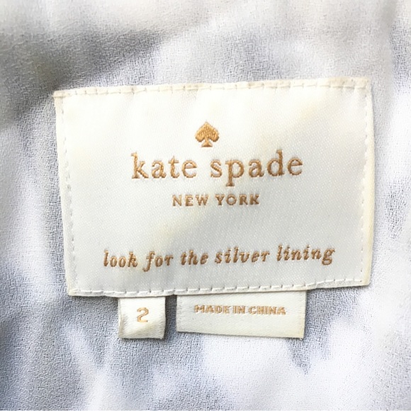 KATE SPADE dress low back open back abstract black white watercolor print sz 2​ - Picture 13 of 15